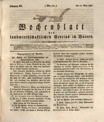 Wochenblatt des Landwirtschaftlichen Vereins in Bayern Montag 27. Mai 1822