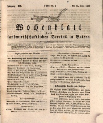Wochenblatt des Landwirtschaftlichen Vereins in Bayern Dienstag 25. Juni 1822