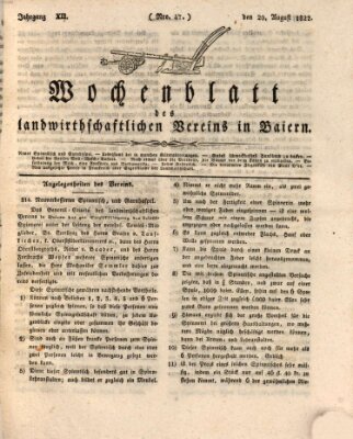 Wochenblatt des Landwirtschaftlichen Vereins in Bayern Dienstag 20. August 1822