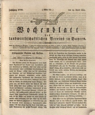 Wochenblatt des Landwirtschaftlichen Vereins in Bayern Dienstag 29. April 1828