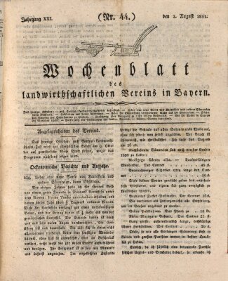 Wochenblatt des Landwirtschaftlichen Vereins in Bayern Dienstag 2. August 1831