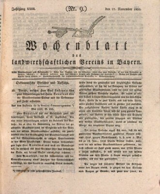 Wochenblatt des Landwirtschaftlichen Vereins in Bayern Dienstag 27. November 1832