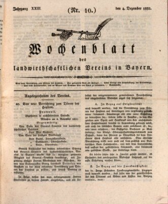 Wochenblatt des Landwirtschaftlichen Vereins in Bayern Dienstag 4. Dezember 1832