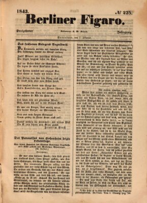 Der Berliner Figaro Samstag 7. Oktober 1843