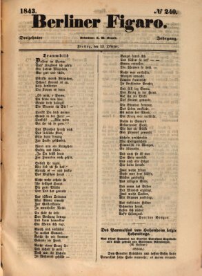 Der Berliner Figaro Freitag 13. Oktober 1843