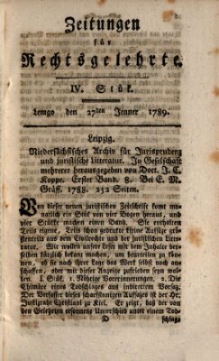 Zeitungen für Rechtsgelehrte Dienstag 27. Januar 1789