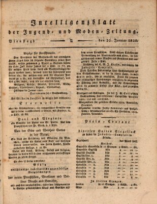 Neue Jugendzeitung (Bildungsblätter oder Zeitung für die Jugend) Dienstag 25. Januar 1820