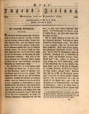 Neue Jugendzeitung (Bildungsblätter oder Zeitung für die Jugend) Montag 13. November 1820