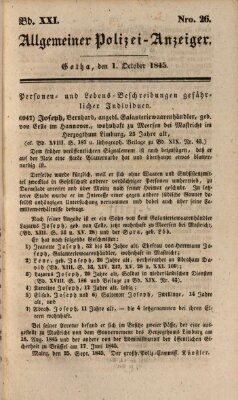 Allgemeiner Polizei-Anzeiger Mittwoch 1. Oktober 1845