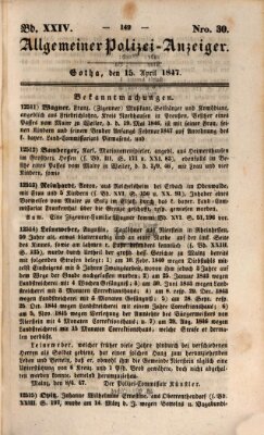 Allgemeiner Polizei-Anzeiger Donnerstag 15. April 1847