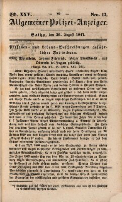 Allgemeiner Polizei-Anzeiger Sonntag 29. August 1847