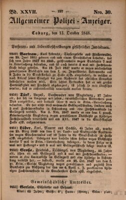 Allgemeiner Polizei-Anzeiger Freitag 13. Oktober 1848