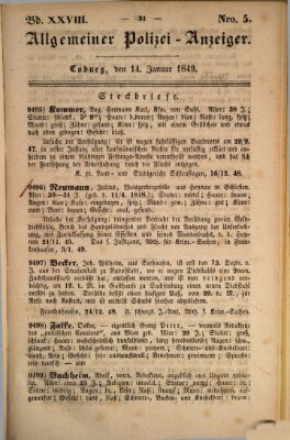 Allgemeiner Polizei-Anzeiger Sonntag 14. Januar 1849