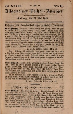 Allgemeiner Polizei-Anzeiger Samstag 26. Mai 1849