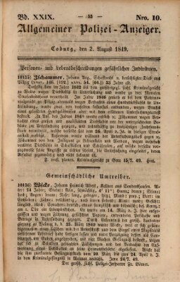 Allgemeiner Polizei-Anzeiger Donnerstag 2. August 1849