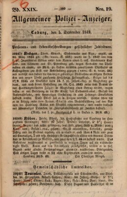 Allgemeiner Polizei-Anzeiger Mittwoch 5. September 1849