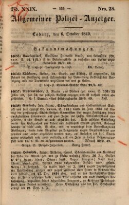 Allgemeiner Polizei-Anzeiger Samstag 6. Oktober 1849