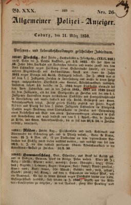 Allgemeiner Polizei-Anzeiger Sonntag 31. März 1850