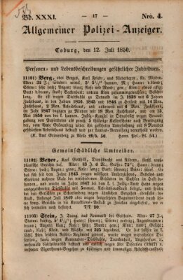 Allgemeiner Polizei-Anzeiger Freitag 12. Juli 1850