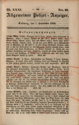 Allgemeiner Polizei-Anzeiger Samstag 7. September 1850