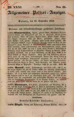 Allgemeiner Polizei-Anzeiger Dienstag 10. September 1850