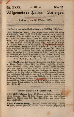 Allgemeiner Polizei-Anzeiger Montag 28. Oktober 1850