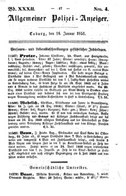 Allgemeiner Polizei-Anzeiger Donnerstag 16. Januar 1851