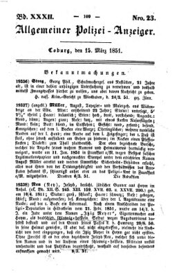Allgemeiner Polizei-Anzeiger Samstag 15. März 1851