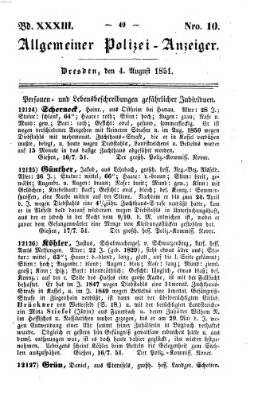 Allgemeiner Polizei-Anzeiger Montag 4. August 1851