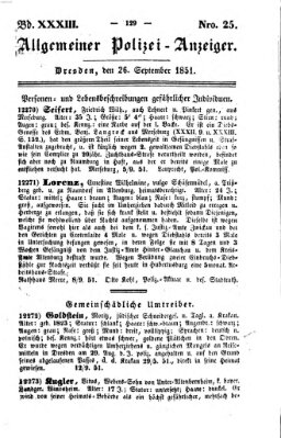Allgemeiner Polizei-Anzeiger Freitag 26. September 1851
