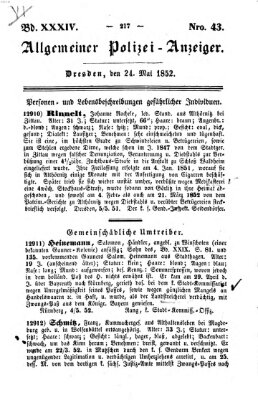 Allgemeiner Polizei-Anzeiger Montag 24. Mai 1852