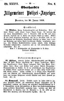 Eberhardt's allgemeiner Polizei-Anzeiger (Allgemeiner Polizei-Anzeiger) Donnerstag 20. Januar 1853