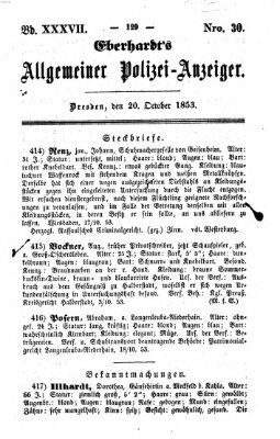 Eberhardt's allgemeiner Polizei-Anzeiger (Allgemeiner Polizei-Anzeiger) Donnerstag 20. Oktober 1853