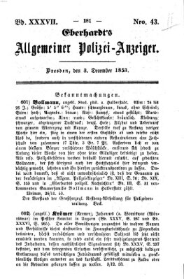 Eberhardt's allgemeiner Polizei-Anzeiger (Allgemeiner Polizei-Anzeiger) Samstag 3. Dezember 1853