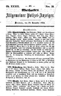 Eberhardt's allgemeiner Polizei-Anzeiger (Allgemeiner Polizei-Anzeiger) Donnerstag 16. November 1854