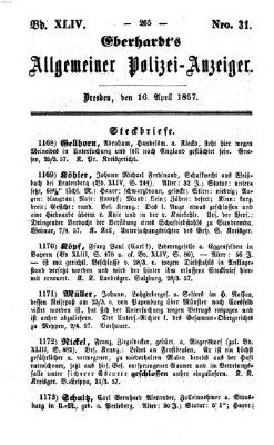 Eberhardt's allgemeiner Polizei-Anzeiger (Allgemeiner Polizei-Anzeiger) Donnerstag 16. April 1857