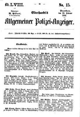 Eberhardt's allgemeiner Polizei-Anzeiger (Allgemeiner Polizei-Anzeiger) Samstag 20. Februar 1864