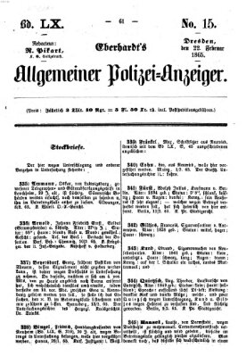 Eberhardt's allgemeiner Polizei-Anzeiger (Allgemeiner Polizei-Anzeiger) Mittwoch 22. Februar 1865