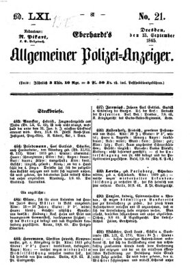 Eberhardt's allgemeiner Polizei-Anzeiger (Allgemeiner Polizei-Anzeiger) Mittwoch 13. September 1865