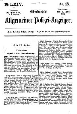 Eberhardt's allgemeiner Polizei-Anzeiger (Allgemeiner Polizei-Anzeiger) Mittwoch 5. Juni 1867