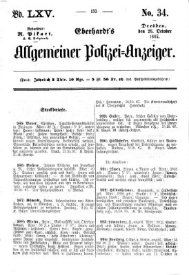 Eberhardt's allgemeiner Polizei-Anzeiger (Allgemeiner Polizei-Anzeiger) Samstag 26. Oktober 1867