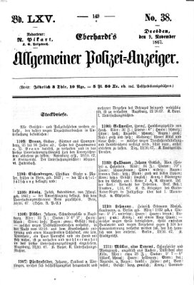 Eberhardt's allgemeiner Polizei-Anzeiger (Allgemeiner Polizei-Anzeiger) Samstag 9. November 1867