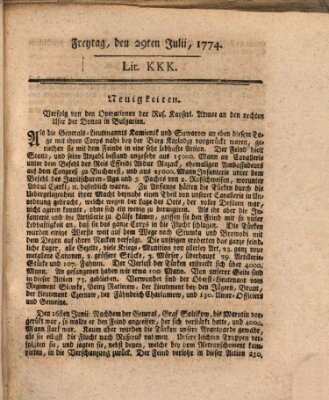Hochfürstlich-Bambergische wochentliche Frag- und Anzeigenachrichten Freitag 29. Juli 1774