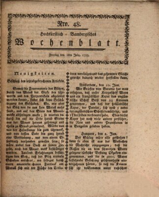 Hochfürstlich-Bambergische wochentliche Frag- und Anzeigenachrichten Dienstag 1. Juli 1783