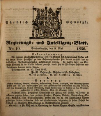 Fürstlich Schwarzburgisches Regierungs- und Intelligenz-Blatt Sonntag 8. Mai 1836