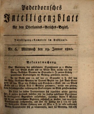 Paderbornsches Intelligenzblatt Mittwoch 19. Januar 1820