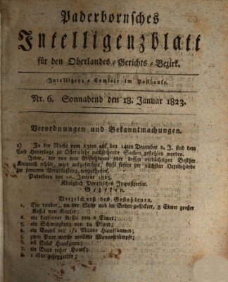 Paderbornsches Intelligenzblatt Samstag 18. Januar 1823