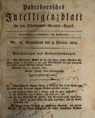 Paderbornsches Intelligenzblatt Samstag 8. Februar 1823