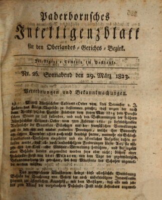 Paderbornsches Intelligenzblatt Samstag 29. März 1823
