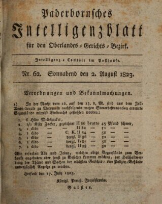 Paderbornsches Intelligenzblatt Samstag 2. August 1823